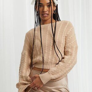 PacSun Beverly and Beck Fawn Cable Stitch Sweater Color Tan XS (NWT)